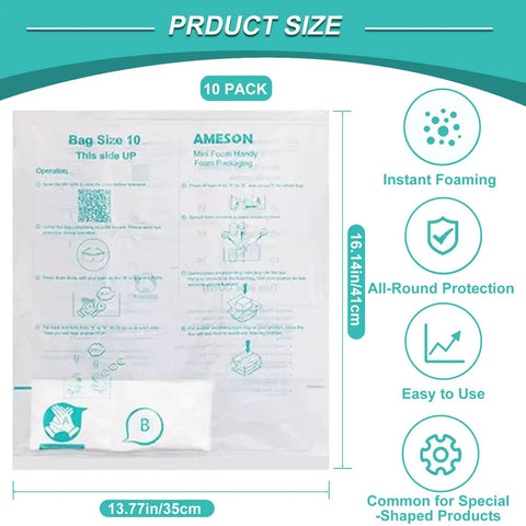 Expandable Foam Packing Bags 14x16 Inches For Shipping, Cushions And Protects PCs And Irregular Shaped Electronics, Shockproof Packing Material For Fragile Devices, Quick Void Fill, 10 Pack product size and features