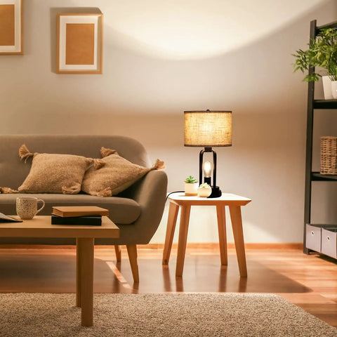 Farmhouse End Table Lamps Set Of 2 With Touch Control And 3 Way Dimmable Night Light USB Port Dual Bulbs Perfect For Living Room