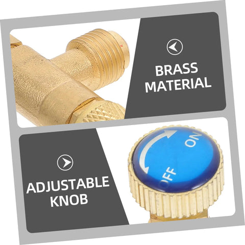 Close-up of Two Piece R410 To R22 Adapter Valve Core Removal Kit For Refrigeration Service and Electric Vehicle Charging Gear showing brass material and adjustable knob.
