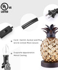 Mercury Glass Pineapple Table Lamp With Golden Finish Lit Diamond Pattern Glow Ideal For Bedroom Dresser Living Room Or Office Decor Bulb Included On Off Cord Switch