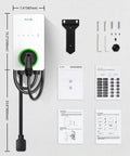 Top Shelf Level Two EV Charger Up To Forty Amps 240 Volt Home Electric Vehicle Charging Station, white, with 25ft cable and installation kit.