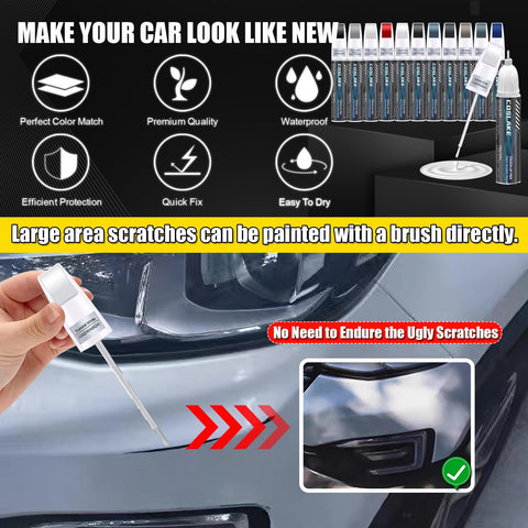 Using Cadillac Black Raven Touch Up Paint Kit 2 In 1 Scratch Remover Pen with micro applicators on car scratch.