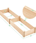 Dual Section Divisible Wooden Raised Garden Bed 8 By 2 Feet Elevated Planter Box For Flowers Vegetables And Herbs Ideal For Backyard Or Patio Outdoor Natural Wood Construction with dimensions