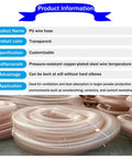 Heavy Duty Workhorse Air Duct Hose For Woodworking Dust Collection Debris Management With Reinforced Steel Wire Core For Kink Free Flex Flow And Rock Solid Shop Performance in transparent PU material.