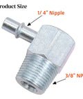 Aluminum 90-degree intake manifold vacuum fitting, 3/8 NPT to 1/4 in nipple.