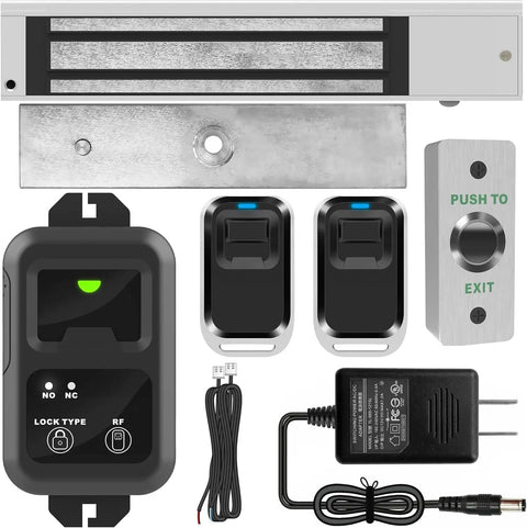 Outswing Magnetic Door Lock Kit With 600 Pound Holding Power And RF Remote Control Easy Install 164 Foot Range Program Up To 40 Remotes For Hands Free Entry And Secure Access