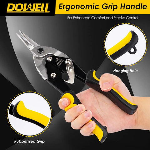 10 Inch Aviation Tin Snips Heavy Duty Metal Shears For Sheet Metal Cutting With Chrome Vanadium CrV Blade close-up