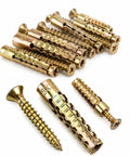 Beefy Hollow Wall Anchors With Screws Kit For Stripped Holes And Loose Hinges Strong Metal Fasteners displayed on white background.