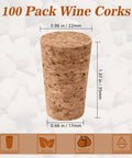 Natural Wood Corks 100 Pack For Wine Beer And Liquor Bottles Handy Tapered Wooden Stopper Plugs Bulk For Crafts Replacement Cork Stoppers