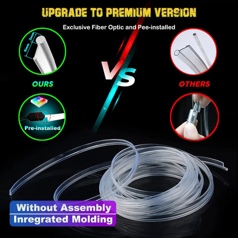 Comparison of pre-installed fiber optic in RGB Interior Car LED Strip Lights USB Powered Ambient Lighting With Wireless App