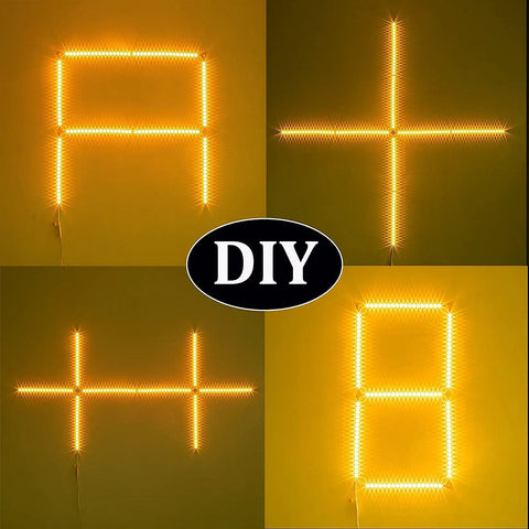 Lit Under Cabinet Lighting Kit With Eight 12 Inch LED Light Bars in DIY patterns, warm white glow, 1200 Lumen, 2700K.