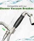 Lead Free Metal Handheld Shower Head With 72 Inch Stainless Steel Hose and vacuum breaker, biofilm resistant silicone inner tube.