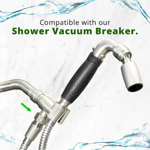 Lead Free Metal Handheld Shower Head With 72 Inch Stainless Steel Hose and vacuum breaker, biofilm resistant silicone inner tube.