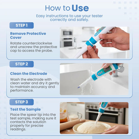 Guide for using No Fuss PH Meter With Spear Probe For Sourdough Fermentation Hot Sauce Canning Cheese Salami Kimchi And Kombucha