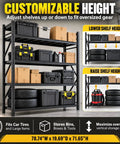 Heavy Duty Garage Shelving Unit Built From Tough Industrial Steel With A Rock Solid 4000 Pound Capacity that stores bins and tires.