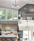 3 Light Modern Pendant Chandelier Ceiling Lamp With Glass Shade For Dining Room Kitchen Entryway Living Room Bedroom Foyer
