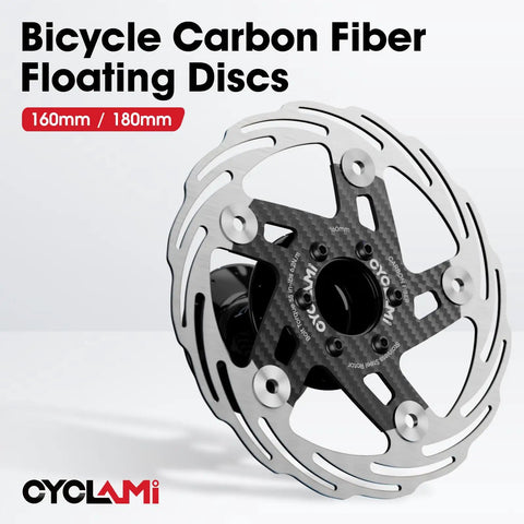 2 Pack 160mm Floating Bike Disc Brake Rotors With 6x2 Bolts, Carbon Fiber Inner Ring, lightweight tough disc for road, MTB