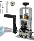 Wire Stripper Machine 1 To 25MM For Hand Crank Or Drill Powered Use, showing components and drill compatibility, for copper recycling