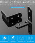 Heavy Duty Stainless Steel L Brackets Corner Brace Kit Right Angle Furniture Joint Reinforcement Hardware Tough As Nails Hella Solid Woodworking Support 2 By 2 Inch Black 8 Pack With Screws on a black surface