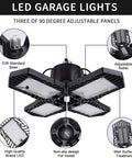 Diagram of Four Pack 100W Deformable LED Garage Lights With 10000 Lumens Daylight 6000K E26 Ceiling Lighting details