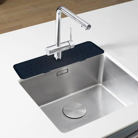 Extra Long 24 Inch Silicone Kitchen Sink Splash Guard That Keeps Counters Clean And Dry With Built In Backsplash Protection Behind Faucet