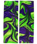 Green And Purple Pearl Knife Scales Set Two Piece Polyester Composite Knife Scales Polished Finish On One Side With Natural Raw Material Swirl Varied Color Pattern Each Set Durable DIY Knife Handle Upgrade
