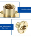 8 Pcs TR8x8 Brass Lead Screw Nut Set With Trapezoidal Acme Thread 2mm Pitch 4 Start 8mm Lead for 3D Printers and CNC Projects, corrosion-resistant and high strength.