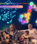 Hexagon RGB LED Light Panels With App And Remote Music Sync Wall Lights For Room Decor in living room with family