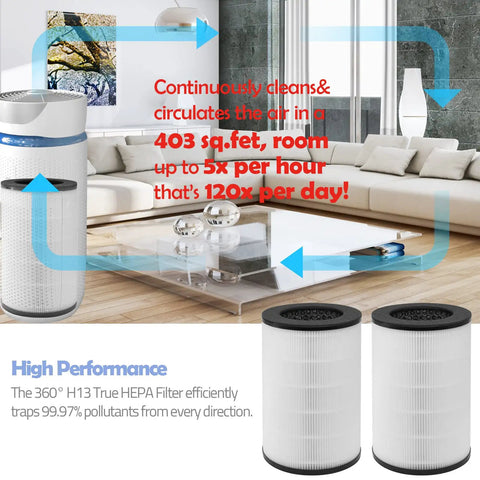 Replacement Filter for HoMedics Air Purifier Models AP-T45 AP-T45WT AP-T40 AP-T40WT AP-T40WTAR Costco 1461901 2-Pack Easy Install High Performance Filtration for Legit Clean Indoor Air
