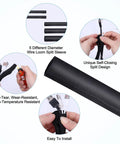 Close-up of Split Wire Loom Master Kit Pro Grade for Car Cabling, showing split sleeve, installation, and heat resistance features.