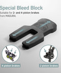 Bike Brake Bleed Kit For Magura Hydraulic Disc Brakes With 100ml Mineral Oil featuring 2in1 bleed block for 2 and 4 piston brakes