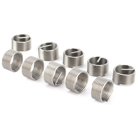 M16 Threaded Insert Kit 10 Pcs For Thread Repair In SUS304 Stainless Steel Heavy Duty Helicoil Style Inserts displayed on white background