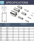 300 Piece Wire Ferrules Kit For 16 To 2/0 AWG Cables Non Insulated Pure Copper Crimp Connectors Tin Coated Terminals Specifications