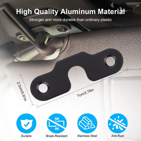 Wrangler Sun Visor Clip Repair Kit Aluminum Alloy Beefy Durable Build Pack Of 2 Black displayed with measurements