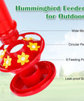Red Hummingbird Feeder For Outdoors Hanging 2 Pack 10 Oz With 6 Feeding Ports And Perch No Mess Built In Ant Moat garden decor