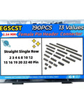190Pcs 2.54Mm Single Row Straight Female Pin Headers Assortment Kit With 2 3 4 6 8 10 12 15 16 19 20 22 40 Pin Options Box