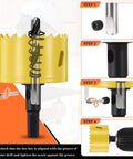 Beefy Bi Metal Hole Saw One And Five Sixteenths Inch M42 HSS Circular Head with assembly steps and center drill bit for metals