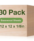 Basswood sheets, 30-pack, unfinished wood, 12 x 12 x 1/8 in