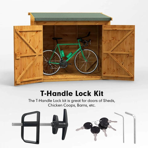 Shed Door Latch T Handle Lock Kit With Five Keys Set Four And One Half Inch And Five And One Half Inch Stem Storage Barn Shed Door Hardware Lock for Sheds