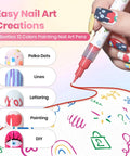 Hand using 12 Color Nail Art Pens Set With 0.5mm Fine Tip For Precise Lines And Quick Air Drying Acrylic Markers for nail art designs