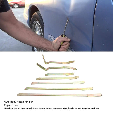7 Piece Car Dent Repair Rod Tool Set For Auto Body Repair Pry Bar Trim Panel Removal And Fix For Door Dings And Hail Damage