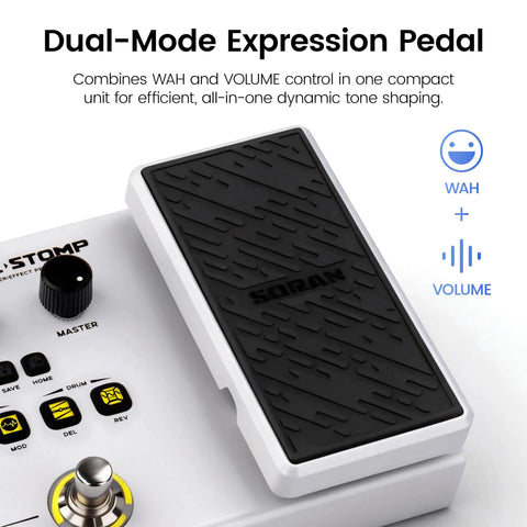 Dual Stomp Multi Effects Guitar Pedals Dope Rechargeable Processor with expression wah and volume control pedal