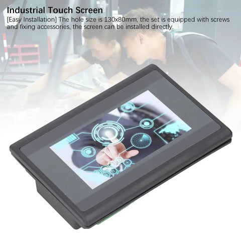 Touch Screen PLC Controller With Four Point Three Inch TFT Display showing interface, suitable for factory automation and control.