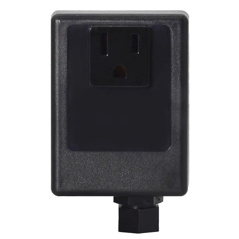Disposal Air Switch and Single Outlet Control Box in Polished Nickel Air Activated Easy Install, black outlet front view.