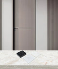 Silent Auto Door Closer With No Drill Setup For Glass Wood And Aluminum Doors Black Quiet Auto Close Telescopic Tension Mount displayed