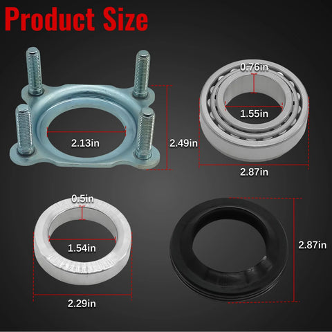 Dimensions and components of Rear Axle Bearing And Seal Kit For Wrangler JK 3.6L 2012 2017 And 3.6L 2018 3.8 2007 2011 8 Piece Set Built To Last For Off Road And Daily Drive 68499023AA 68003270AA 83503077 68008523AA
