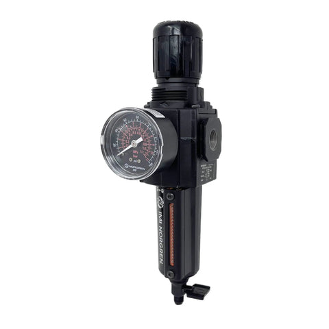 Badass Three Eighth Npt Combo Filter Regulator Featuring Heavy Duty Metal Bowl Dial Gauge And Fast Manual Twist Drain For Plug And Play Air Filtration And Zero Fuss Pneumatic Operation