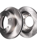 4WD Front And Rear 14.29 Inch Disc Brake Rotors Kit With Ceramic Pads For Ford F 250 Super Duty 2012 2022 And Ford F 350 Super Duty 2013 2022 Complete Brake Replacement, showing shiny metallic rotors in perspective view.