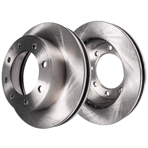 4WD Front And Rear 14.29 Inch Disc Brake Rotors Kit With Ceramic Pads For Ford F 250 Super Duty 2012 2022 And Ford F 350 Super Duty 2013 2022 Complete Brake Replacement, showing shiny metallic rotors in perspective view.