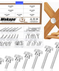 M4 Knurled Thumb Screw Set, 42 Piece Assortment With 8, 10, 12, 16, 20, 25, 30mm Sizes in case, Nickel Plated Iron, Flat Knurled Head